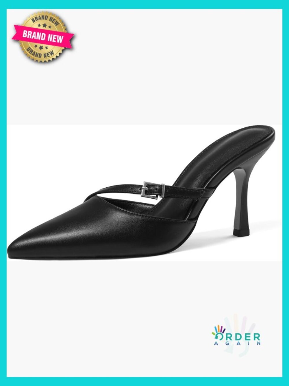 Kitten Heels Mules for Women Stiletto Heels Pointed Toe Dress Slingback Sandals